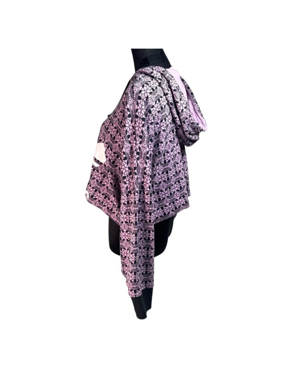 Adidas Purple Black Geometric Pattern Oversized Cropped Hoodie Pullover Small - Picture 11 of 14